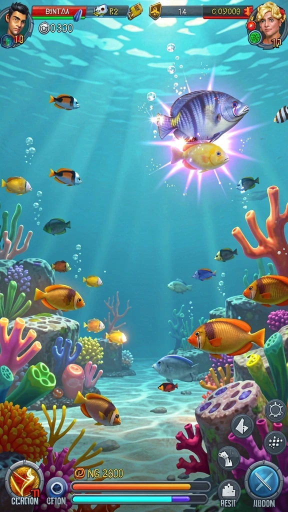 Screen gameplay yang menampilkan aksi seru di level 5.
