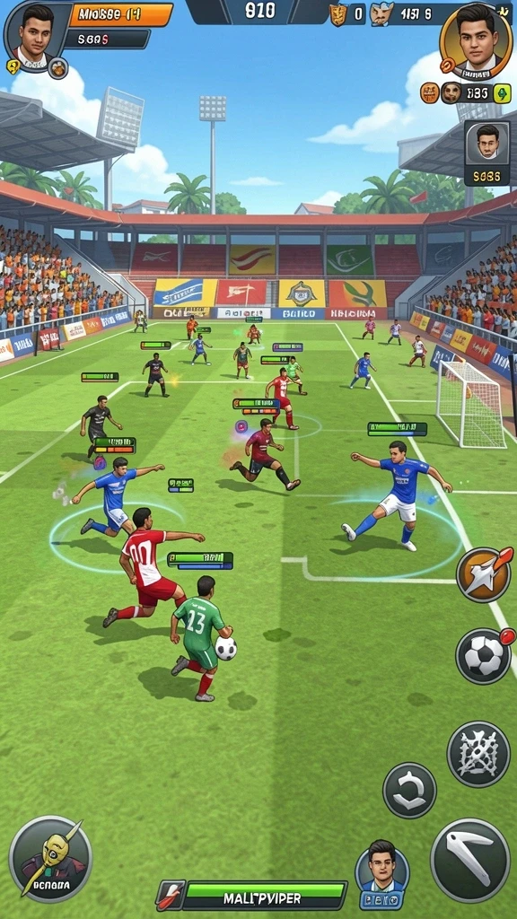 Gameplay dalam pertempuran yang intens.
